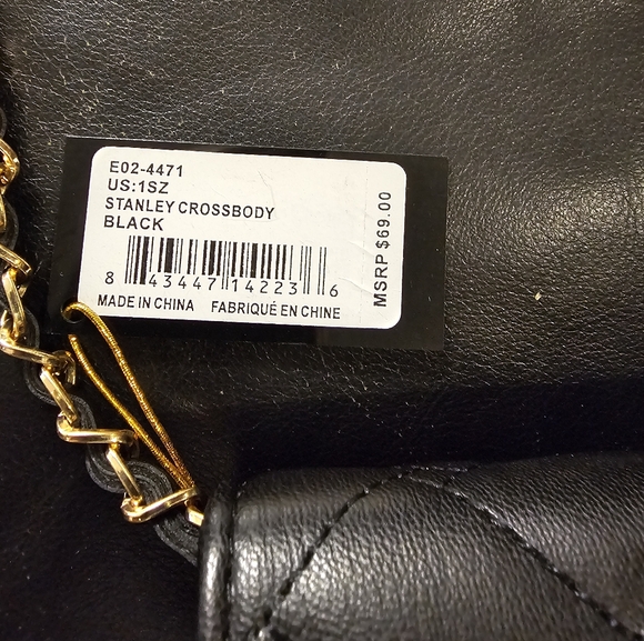 Bebe Stanley Black Crossbody NWT Quilted Vegan leather gold chain strap - Picture 10 of 16